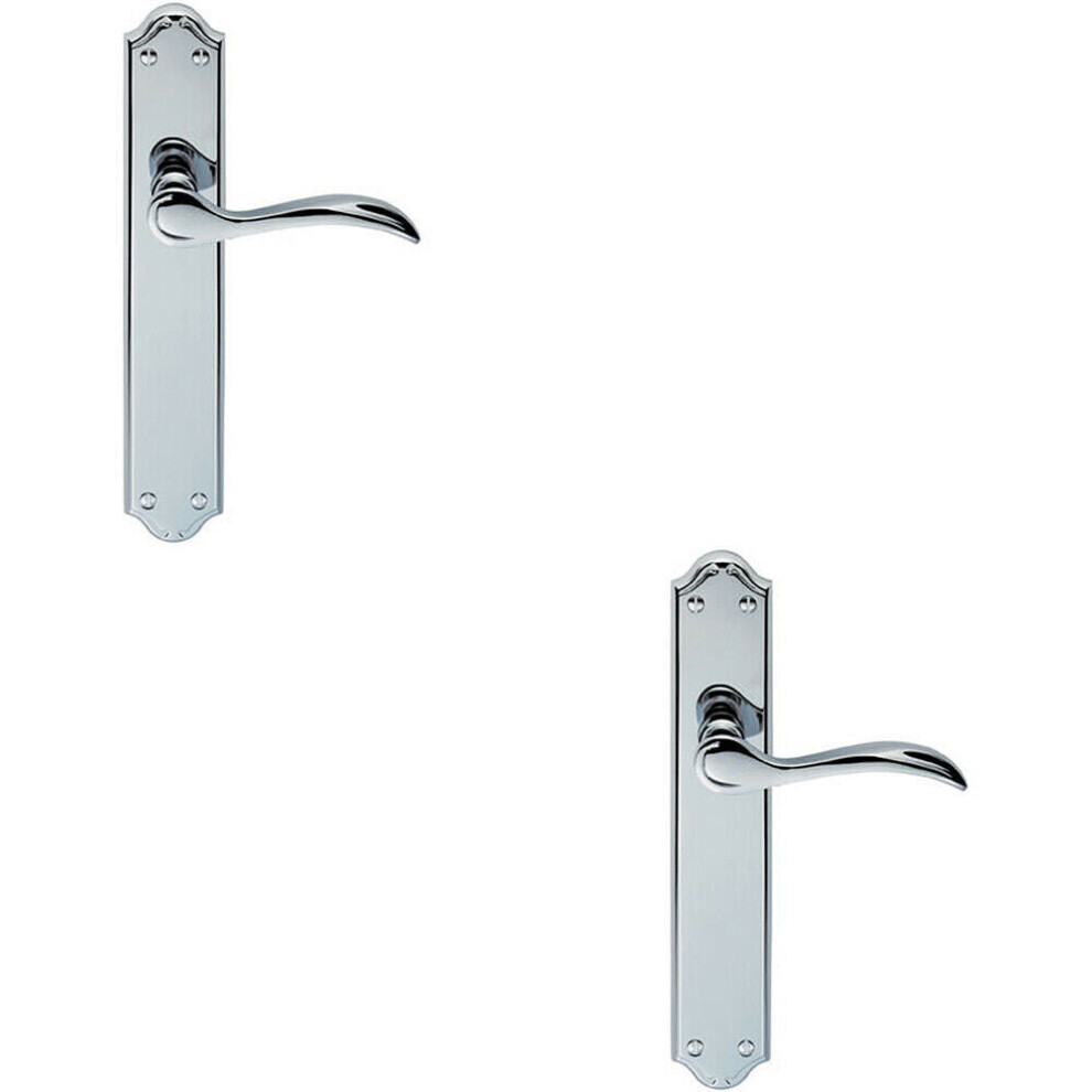 2x PAIR Curved Handle on Long Latch Backplate 245 x 45mm Polished Chrome