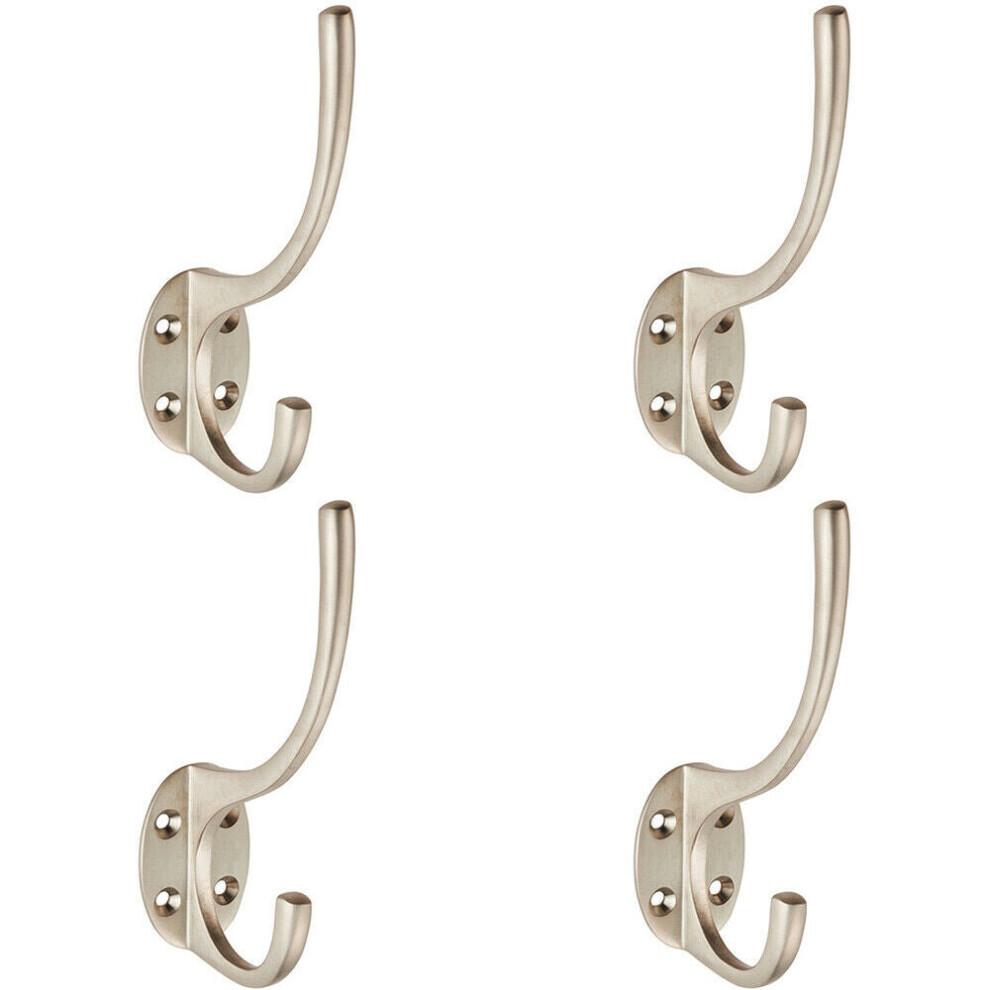 Loops 4X Victorian Hat & Coat Hook On Oval Backplate 64Mm Projection Satin Nickel