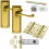 Loops Door Handle & Latch Pack Brass Victorian Scroll Lever Turn Reeded Backplate 1