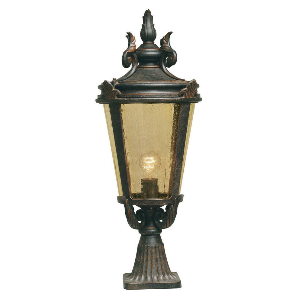 Outdoor IP44 1 Bulb Wall Ground Pedestal Weathered Bronze LED E27 150W