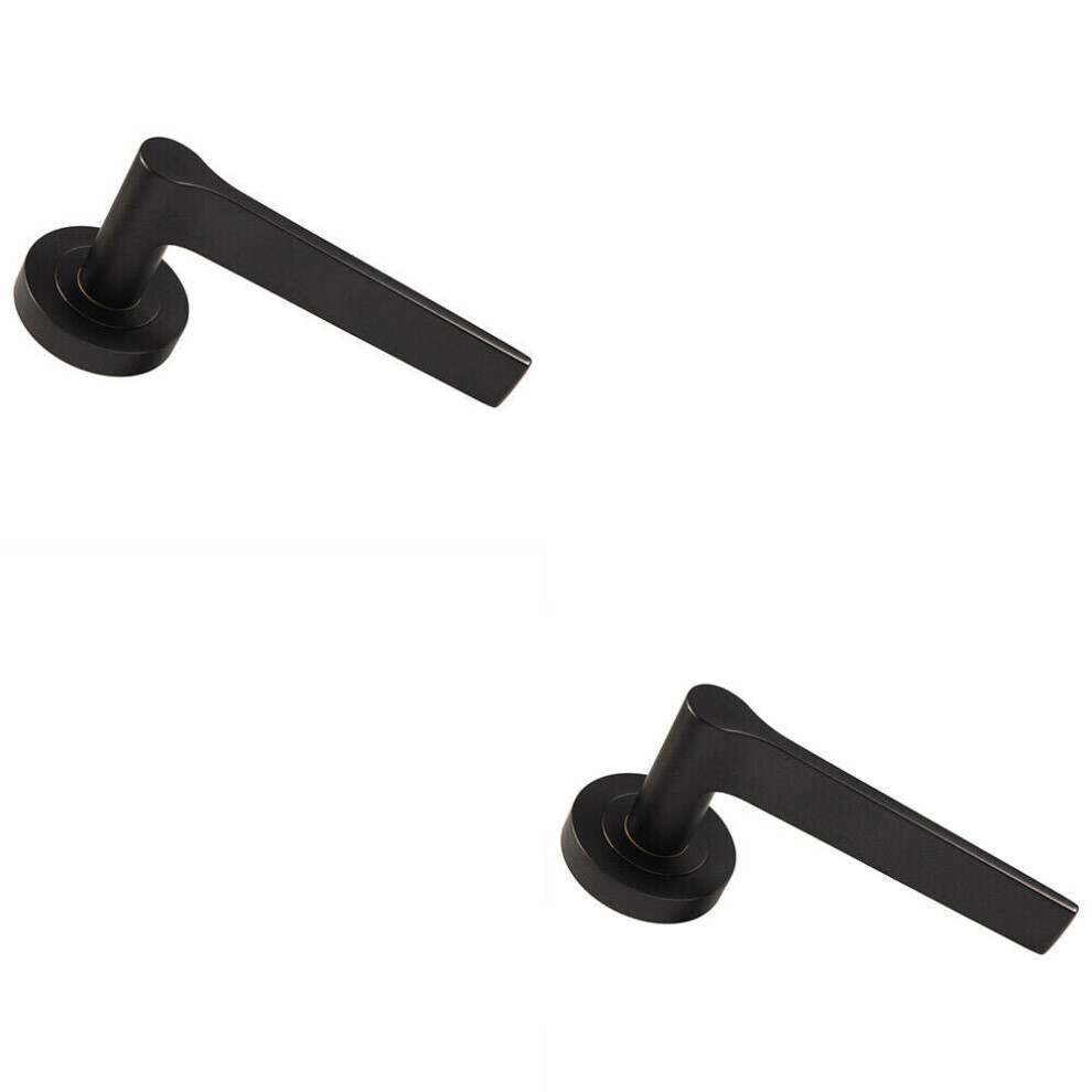 Loops 2X Pair Straight Rounded Handle On Round Rose Concealed Fix Matt Black