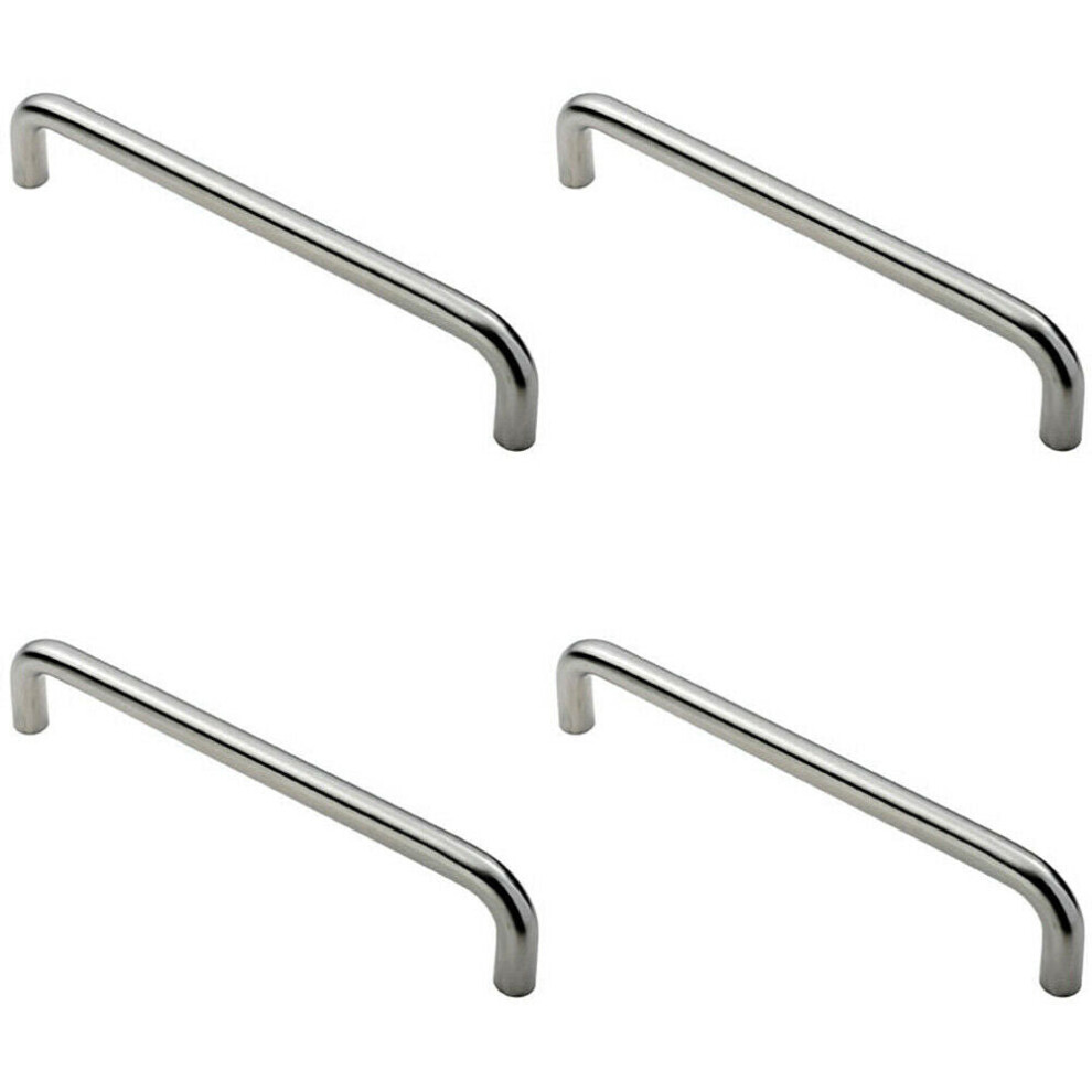 4X Round D Bar Pull Handle 319 X 19Mm 300Mm Fixing Centres Satin Steel 5056524203057