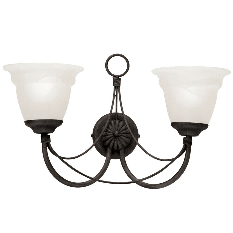 Loops Twin Wall Light Candelabra Wire Effect Ivory Candle Holders Black Led E14 60W