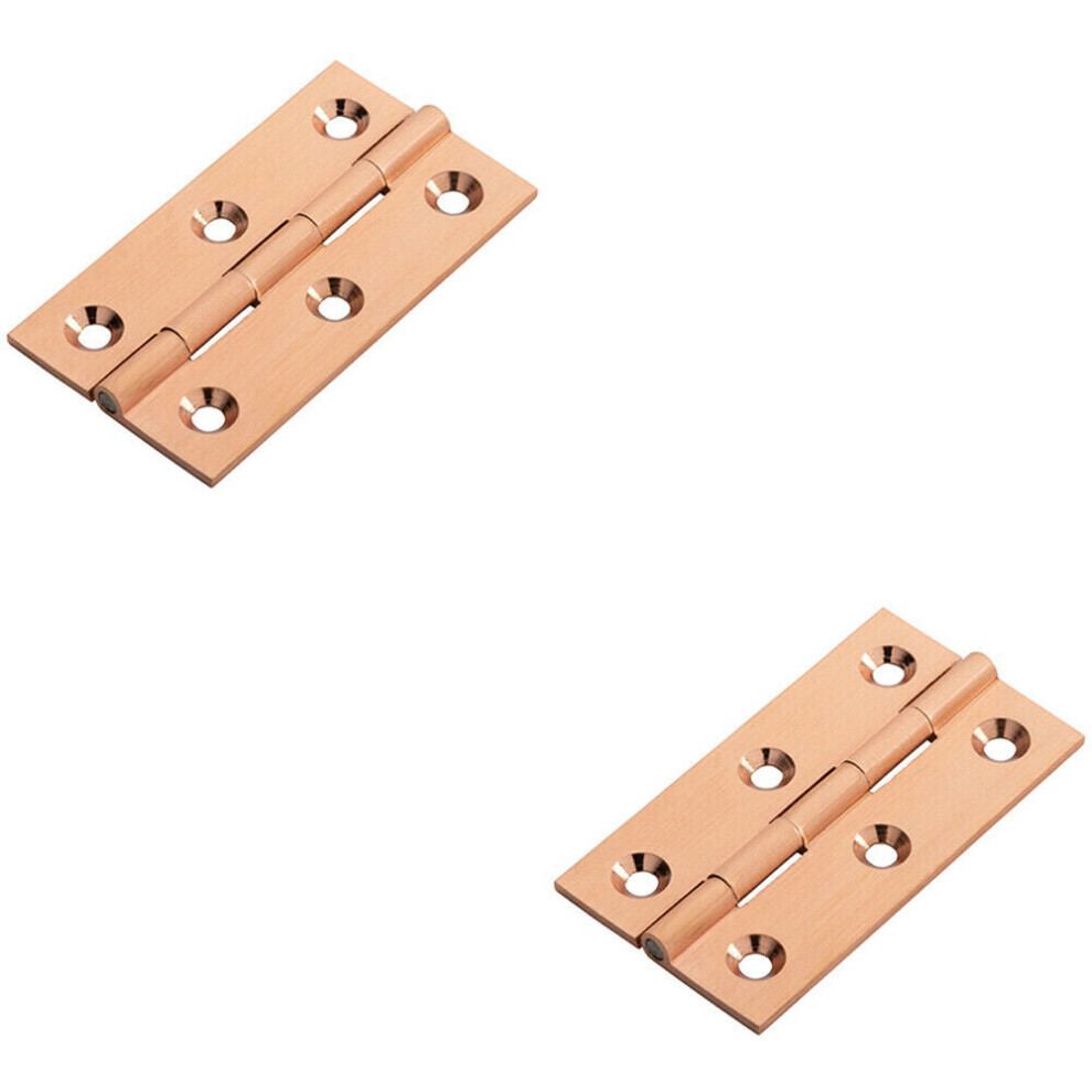 Loops 2X Pair 64 X 35 X 2Mm Cabinet Hinge Modern Satin Copper Cupboard Door