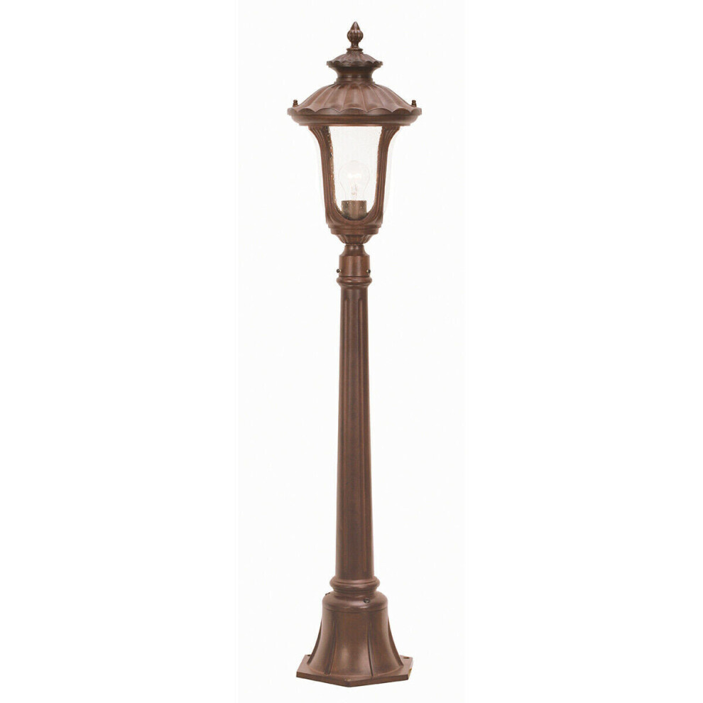 Loops Outdoor Ip44 1 Bulb Short Mini Lamp Post Rusty Patina Led E27 100W Bronze