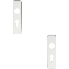2x PAIR Door Handle Euro Lock Plate for Safety Levers 154 x 40mm Satin Aluminium