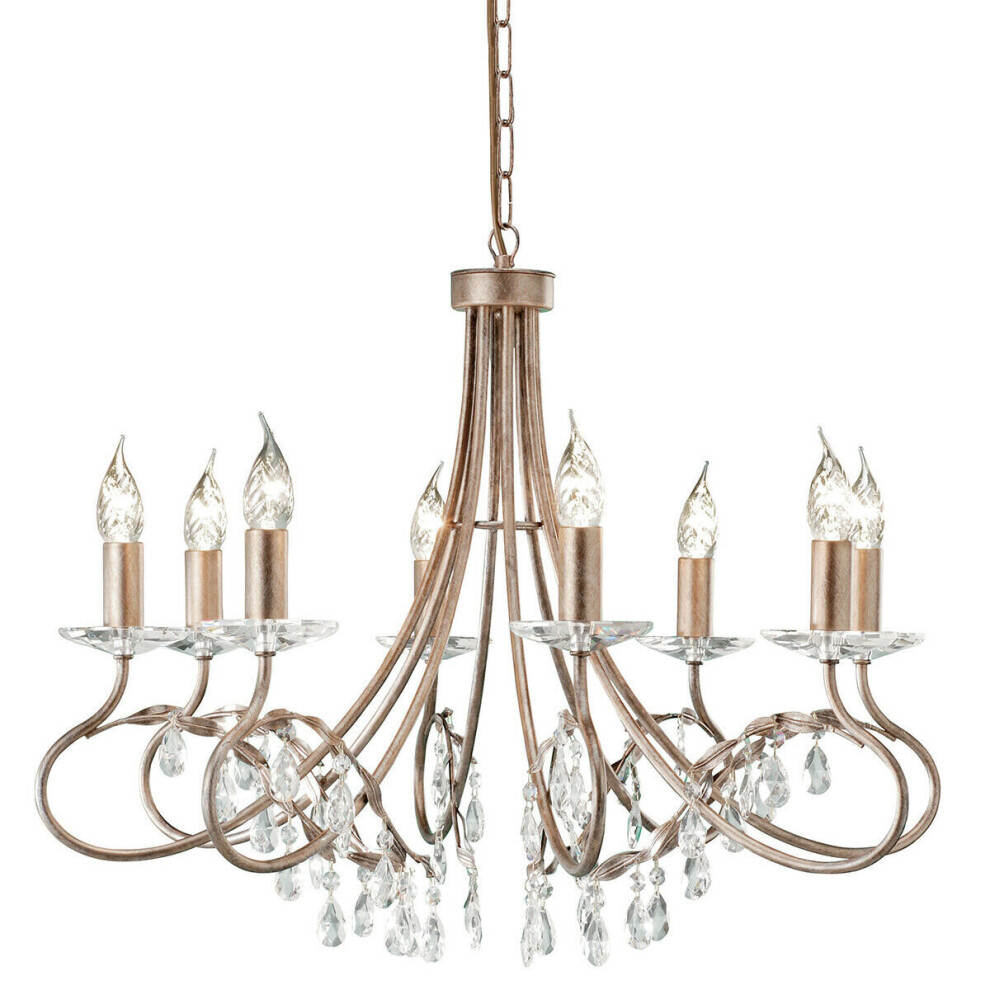 8 Bulb Chandelier Hanging Pendant LIght Silver/Gold LED E14 60W Bulb