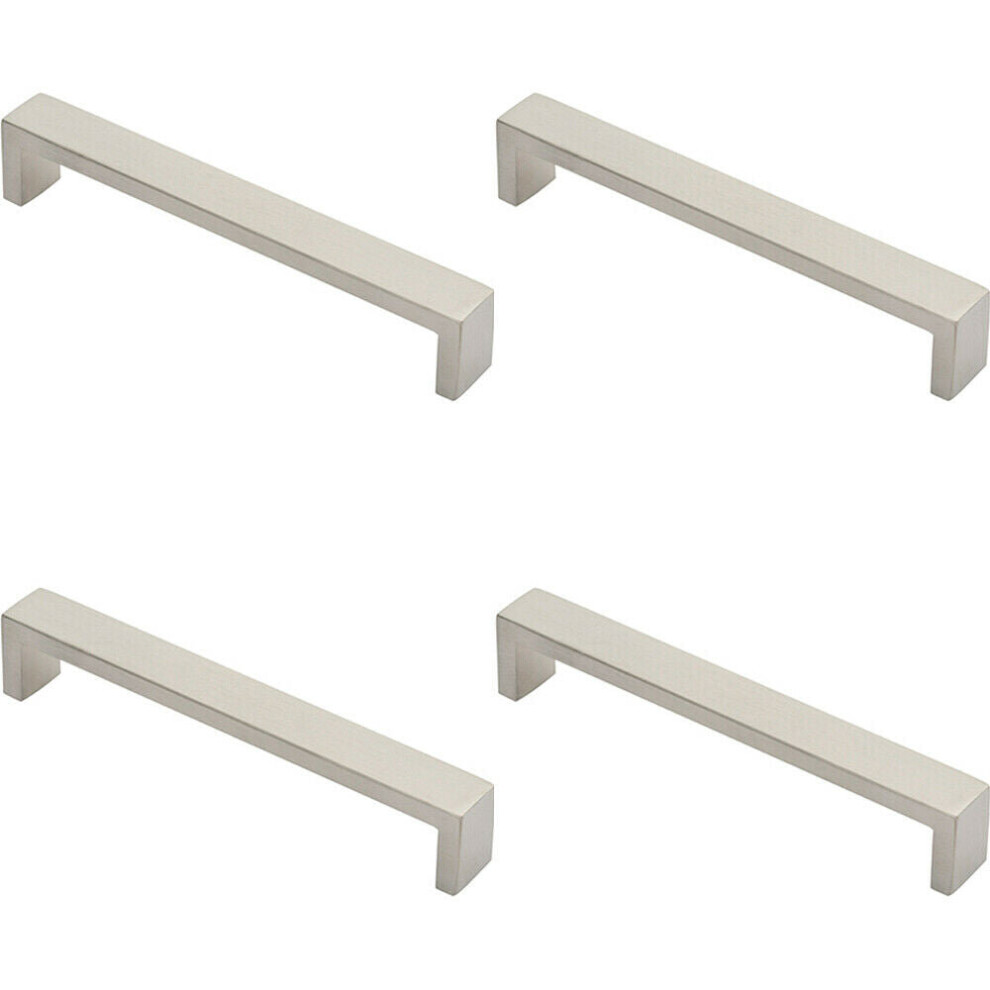 4x Rectangular D Bar Pull Handle 168 x 20mm 160mm Fixing Centres Stainless Steel