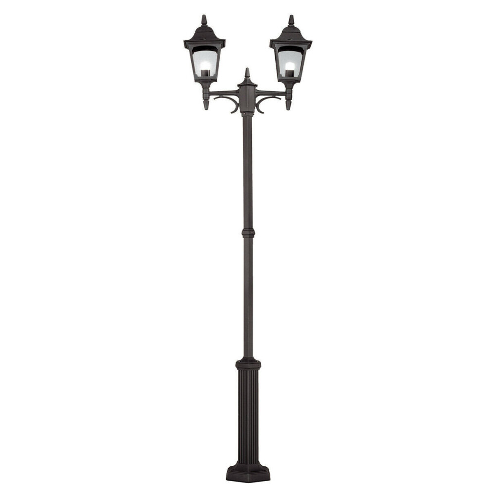 Outdoor IP44 2 Bulb Lamp Post Dual Tall Black LED E27 100W