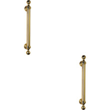 2x Ornate Pull Handle with Reeded Grip 353mm Fixing Centres Polished Brass