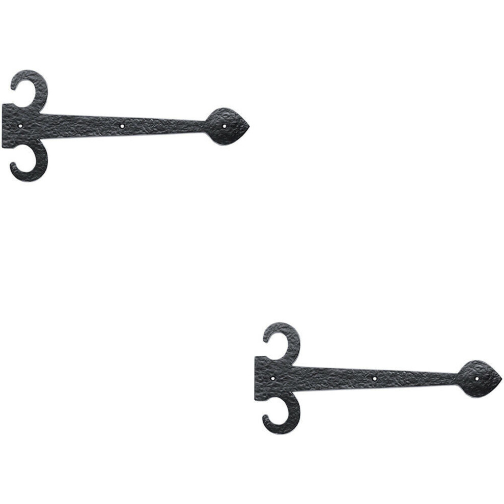 2x PAIR 457mm Ornate Sword Hinge Front Black Antique Decorative Door Plate