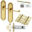 Loops Door Handle & Latch Pack Brass Slim Victorian Scroll Lever Reeded Backplate 1