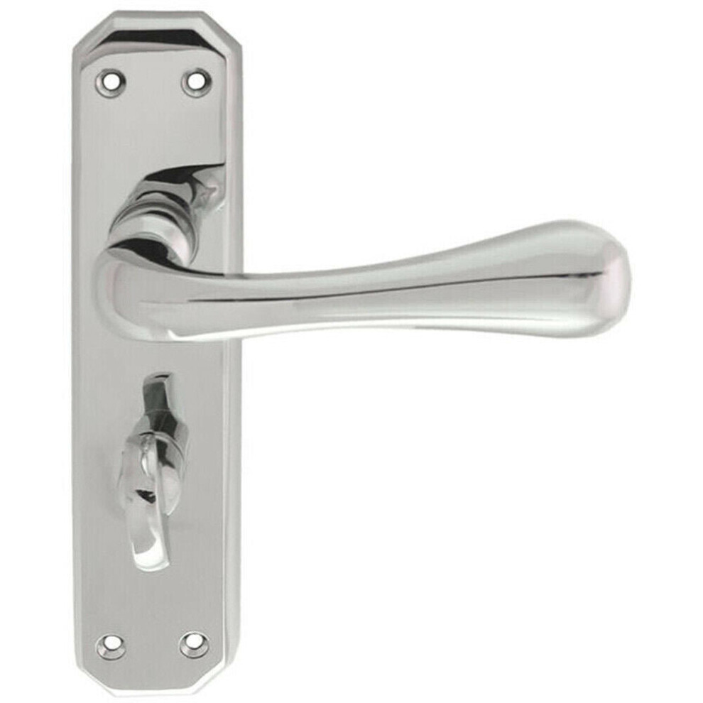 Pair Heavy Duty Lever On Angular Bathroom Backplate 180 X 40Mm Polished Chrome 5056492582048