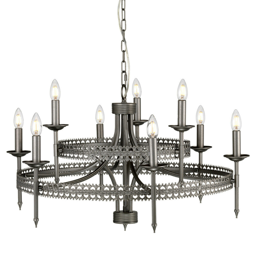 Loops 9 Bulb Chandelier Hanging Pendant Light Iron Gate Led E14 60W Bulb