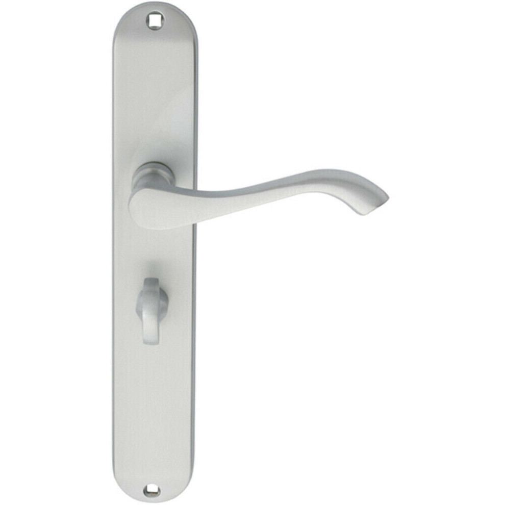 PAIR Curved Handle on Long Slim Bathroom Backplate 241 x 40mm Satin Chrome