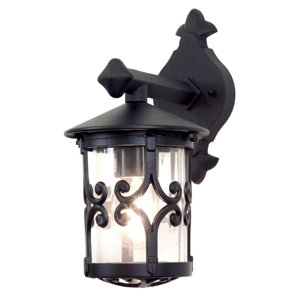 Loops Ip23 Wall Light Sconce Black Led E27 100W Bulb External D00217