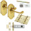 Loops Door Handle & Latch Pack Brass Victorian Scroll Short Lever Ornate Backplate 1