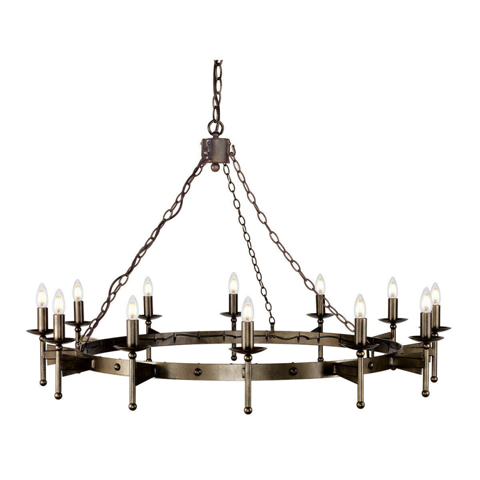 Loops 12 Bulb Chandelier Hanging Pendant Old Led E14 60W Bulb Light/Bronze