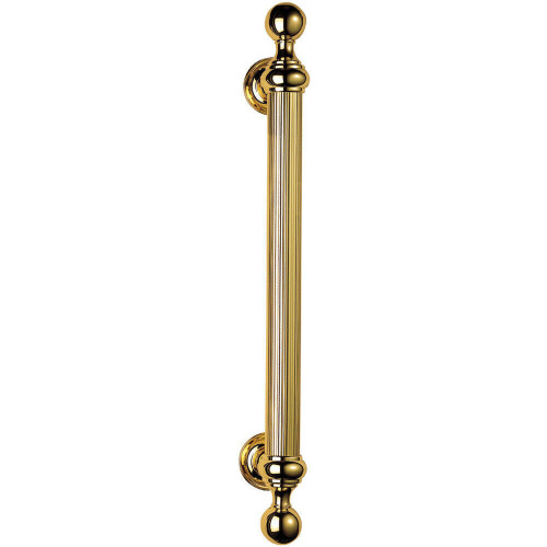 Loops Ornate Pull Handle with Reeded Grip 353mm Fixing Centres Polished Brass