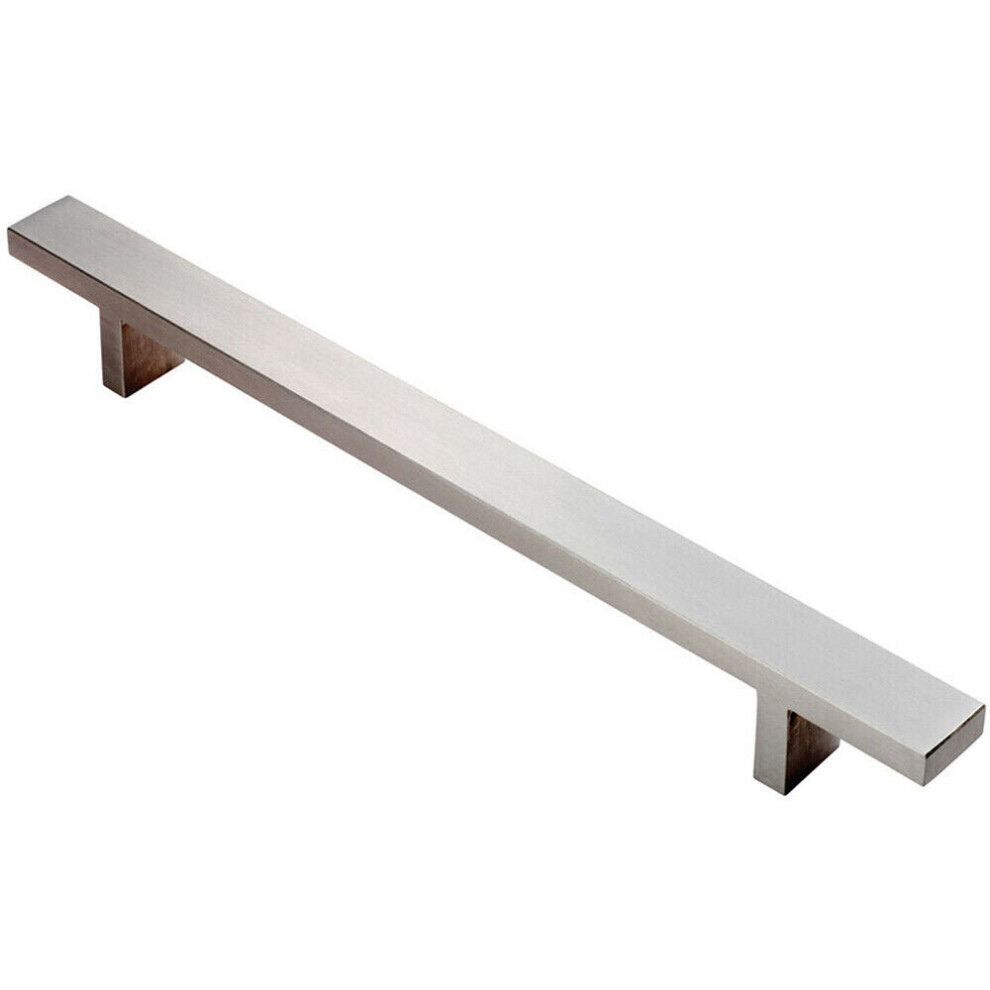 Rectangular T Bar Pull Handle 197 x 20mm 128mm Fixing Centres Stainless Steel