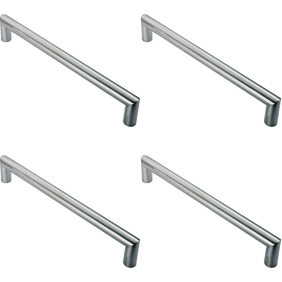 Loops 4X Mitred Round Bar Pull Handle 106 X 10Mm 96Mm Fixing Centres Satin Steel