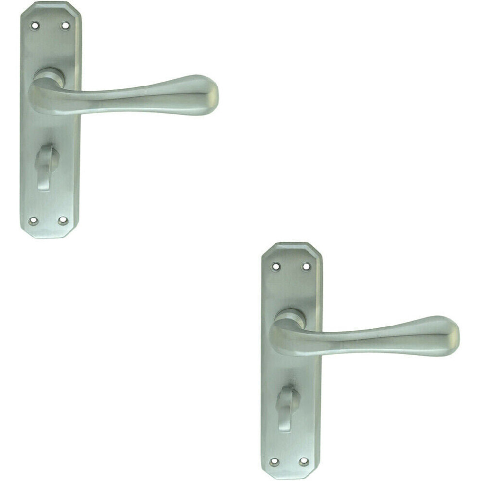 Loops 2X Pair Heavy Duty Handle On Angular Bathroom Backplate 180 X 40Mm Satin Chrome