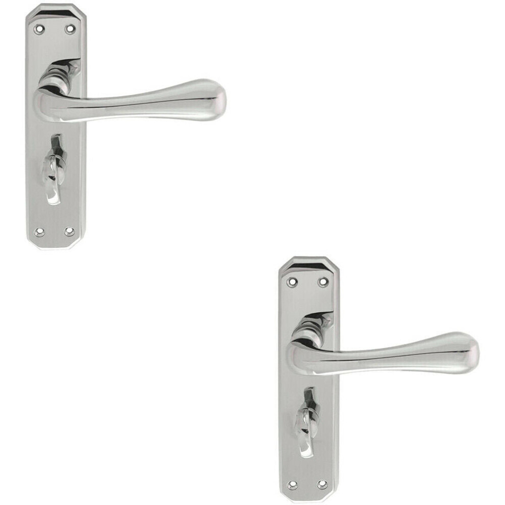 2x PAIR Heavy Duty Lever on Angular Bathroom Backplate 180 x 40mm Chrome