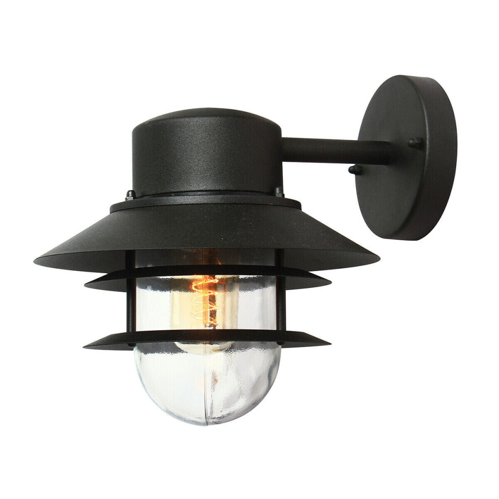 Loops Outdoor Ip44 Wall Sconce Led E27 60W Bulb Outside External D00303 Light/Black