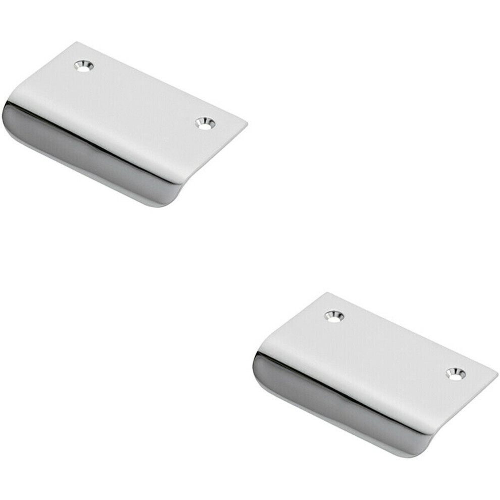 2X Semi Concealed Cabinet Finger Pull Handle 52Mm Fixing Centres Polished Chrome 5056492588583