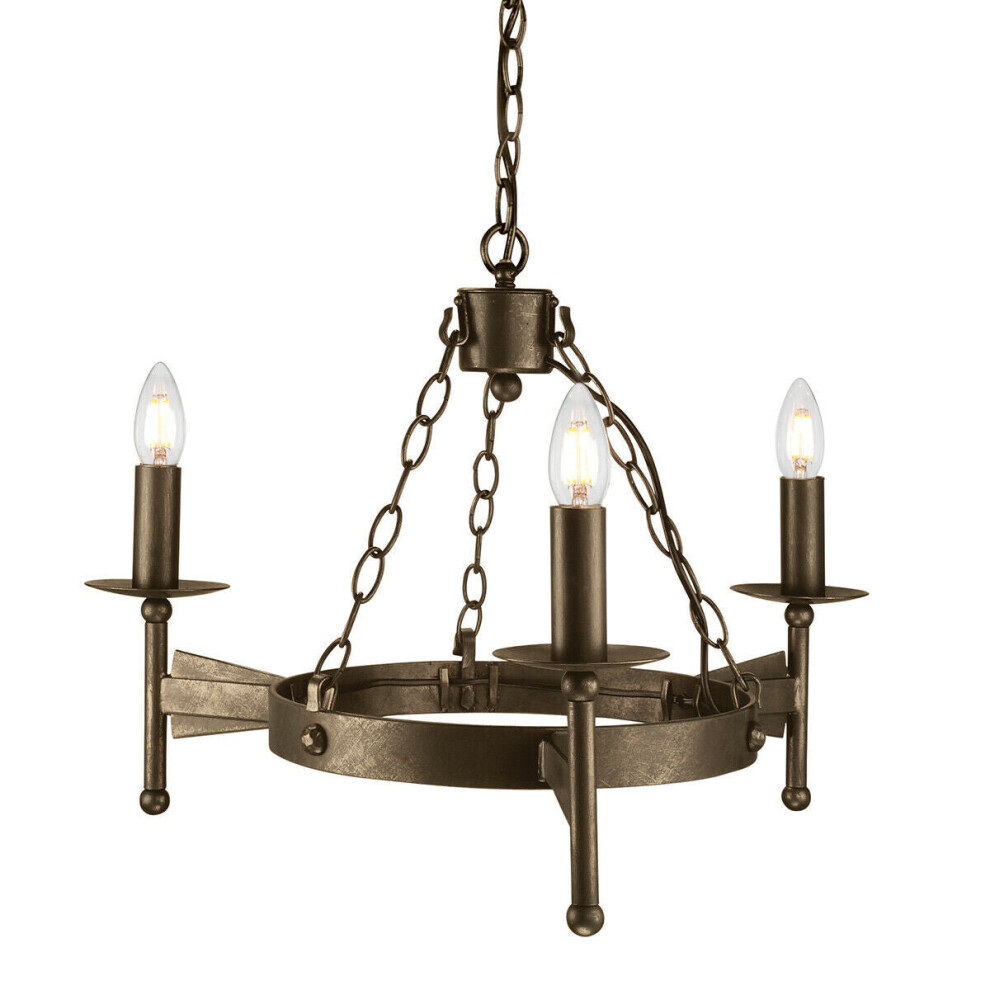 3 Bulb Chandelier Hanging Pendant LIght Old Bronze LED E14 60W Bulb