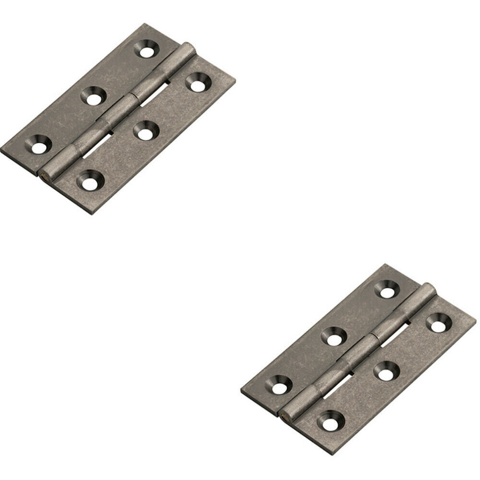 2x PAIR 64 x 35 x 2mm Cabinet Hinge Pewter Metal Small Cupboard Door