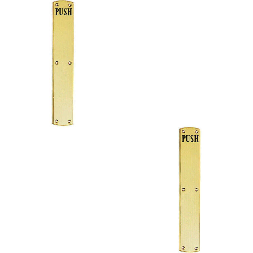Loops 2X Traditional Push Engraved Door Finger Plate 457 X 75Mm Polished Brass