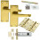Loops Door Handle & Latch Pack Brass Victorian Straight Lever Square Backplate 1