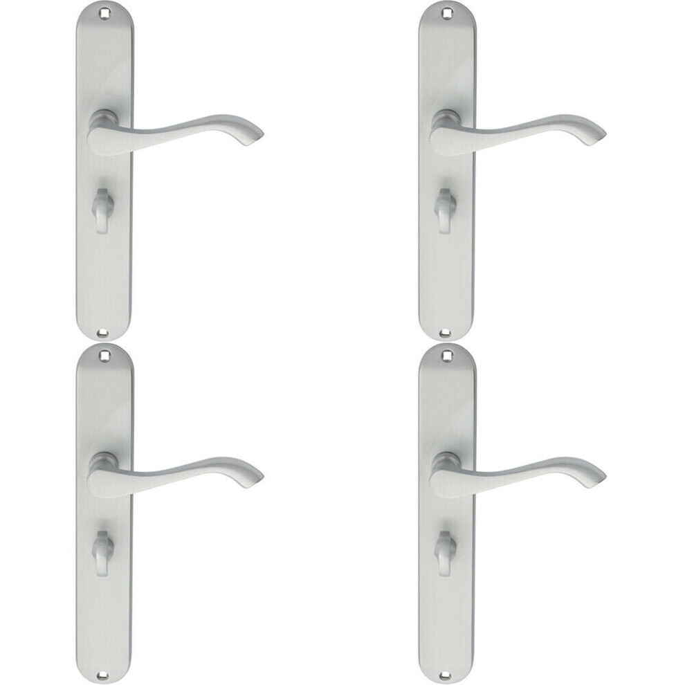 Loops 4X Pair Curved Handle On Long Slim Bathroom Backplate 241 X 40Mm Satin Chrome