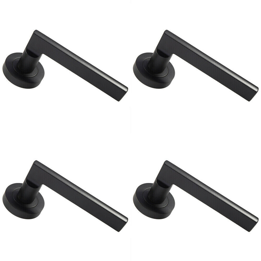 Loops 4X Pair Straight Plinth Mounted Handle On Round Rose Concealed Fix Matt Black