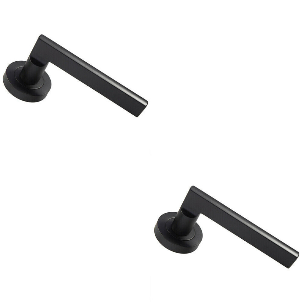 2x PAIR Straight Plinth Mounted Handle on Round Rose Concealed Fix Matt Black