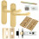 Loops Door Handle & Latch Pack Satin Brass Smooth Rounded Lever Curved Backplate 1