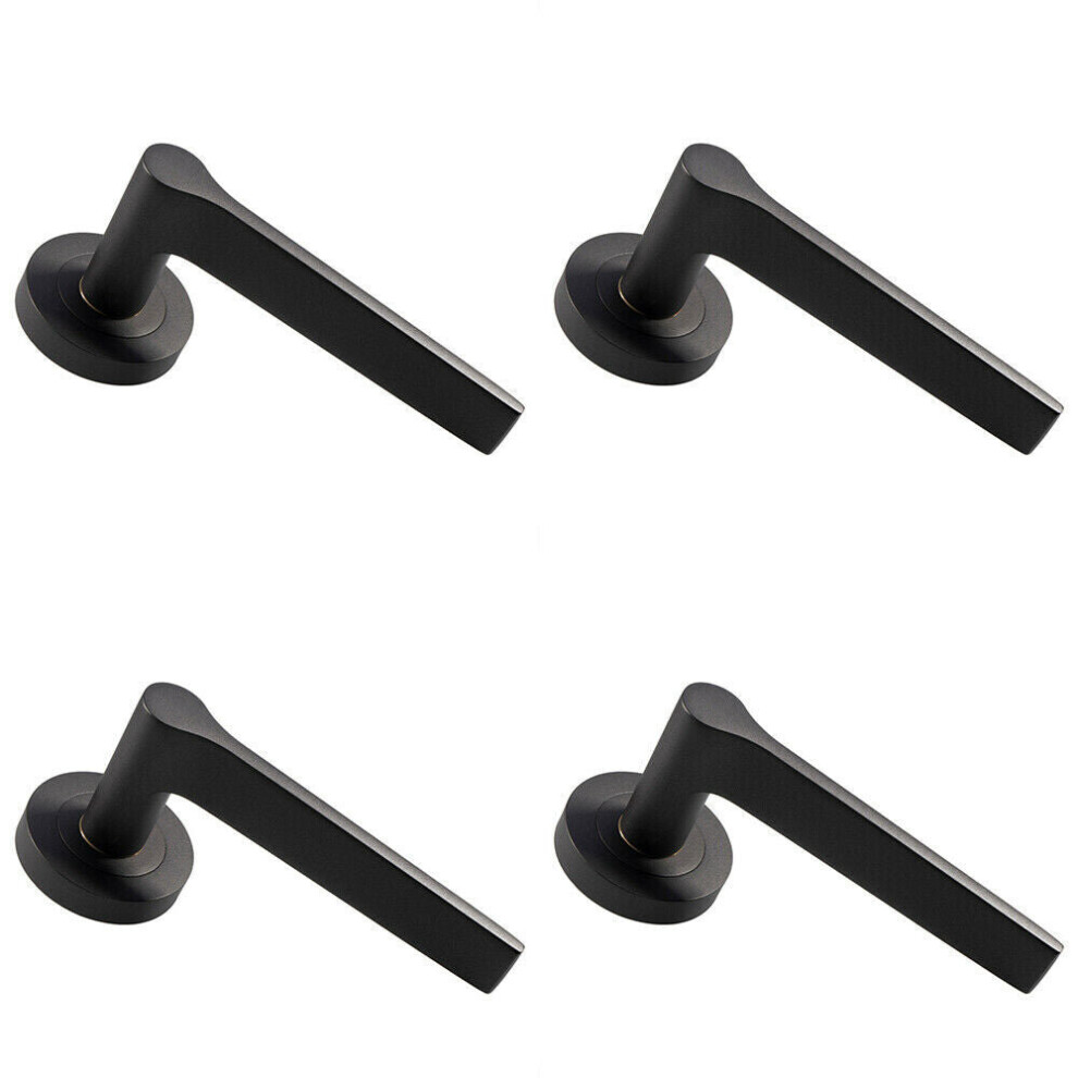 Loops 4X Pair Straight Rounded Handle On Round Rose Concealed Fix Matt Bronze