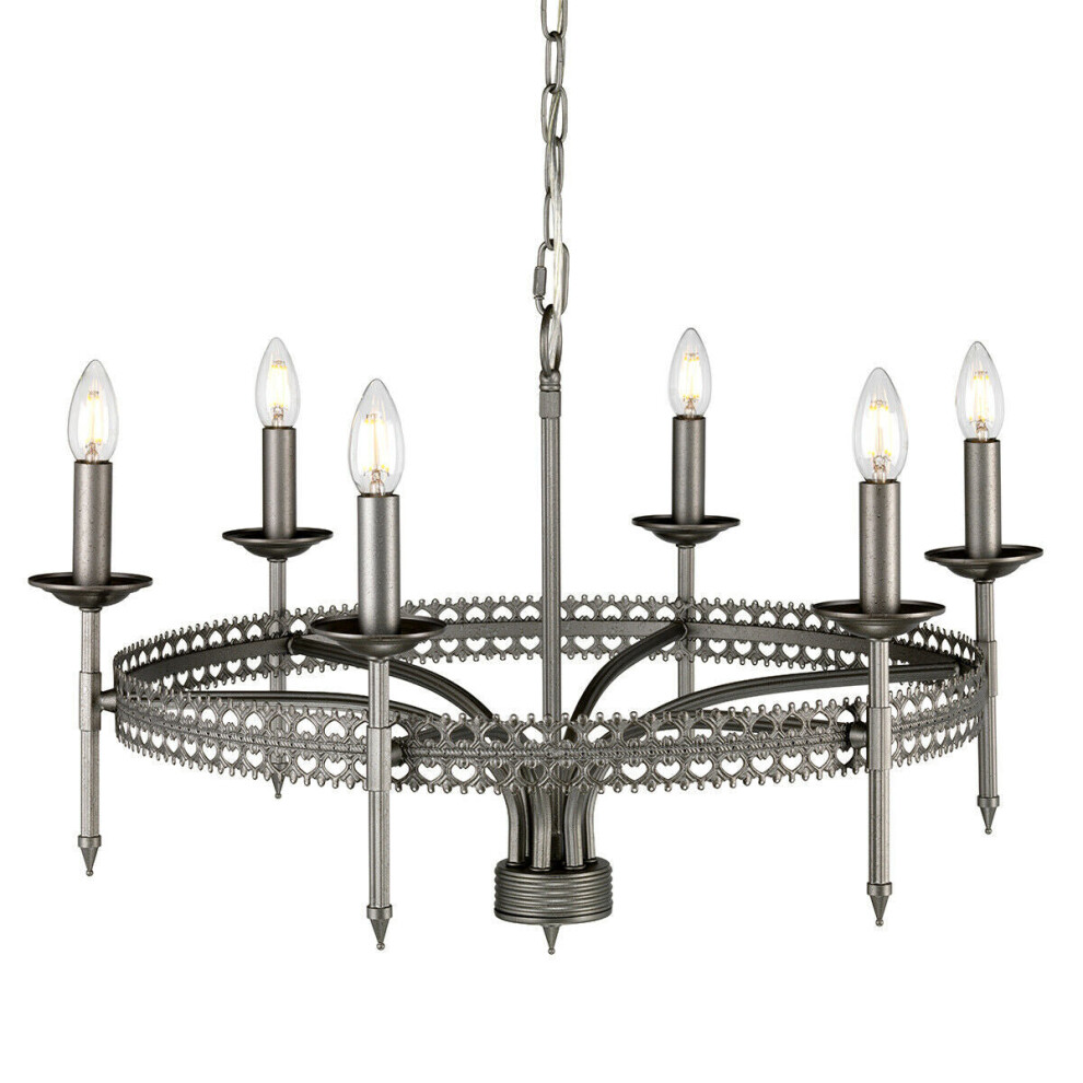 Loops 6 Bulb Chandelier Hanging Pendant Light Iron Gate Led E14 60W Bulb