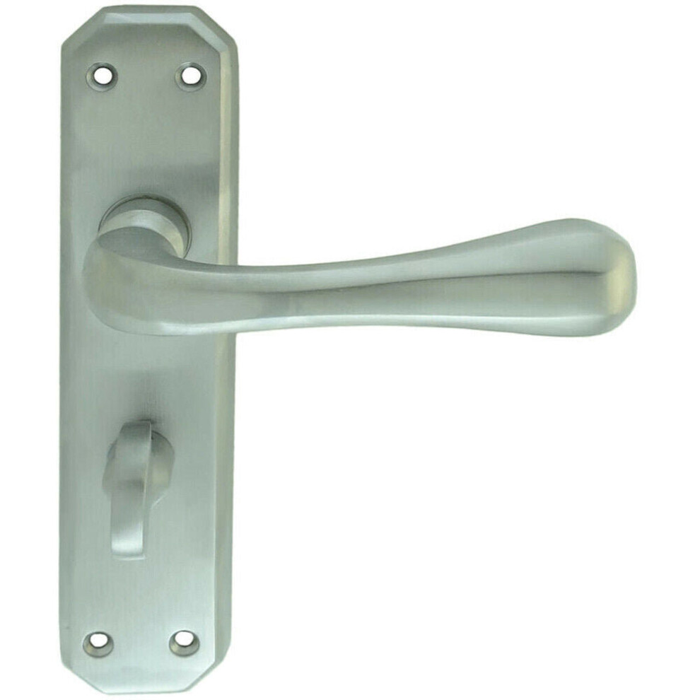 Pair Heavy Duty Handle On Angular Bathroom Backplate 180 X 40Mm Satin Chrome 5056492582055
