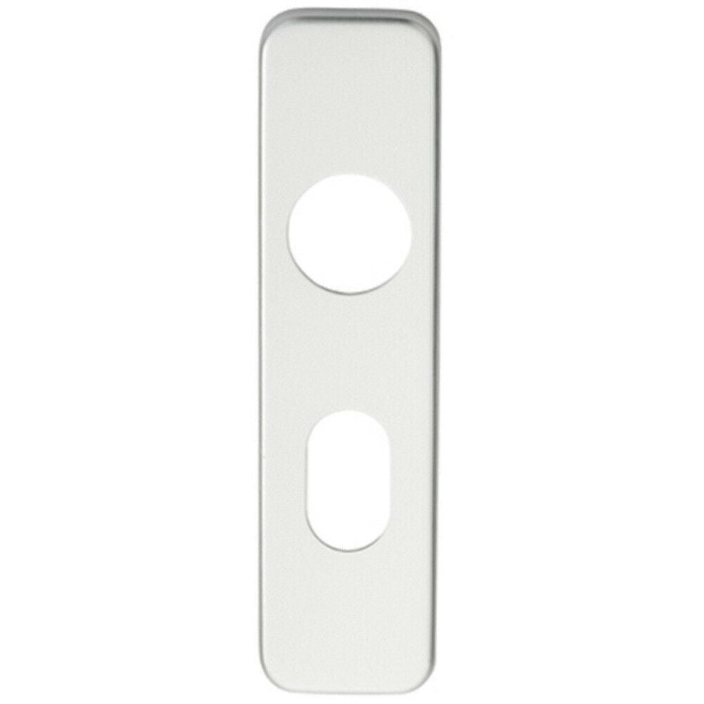 Pair Door Handle Oval Backplate For Safety Levers 154 X 40Mm Satin Aluminium 5056492565386
