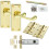 Loops Door Handle & Latch Pack Brass Victorian Scroll Lever Turn Square Backplate 1