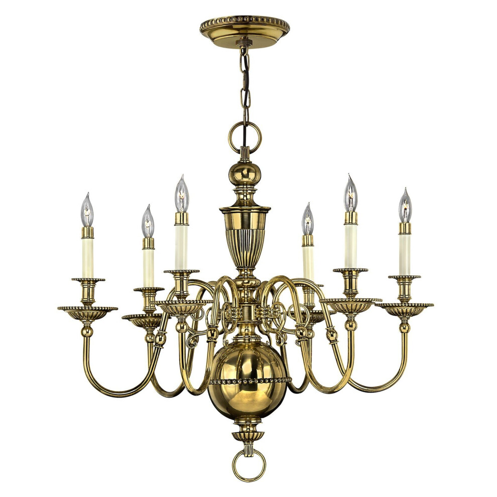 6 Bulb Chandelier Hanging Pendant LIght Burnished Brass LED E14 60W Bulb