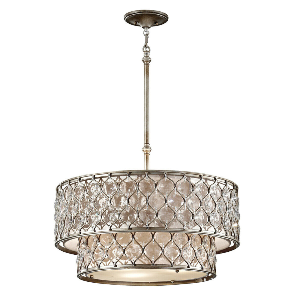 Loops 6 Bulb Chandelier Hanging Pendant Burnished Led E27 60W Bulb Light/Silver