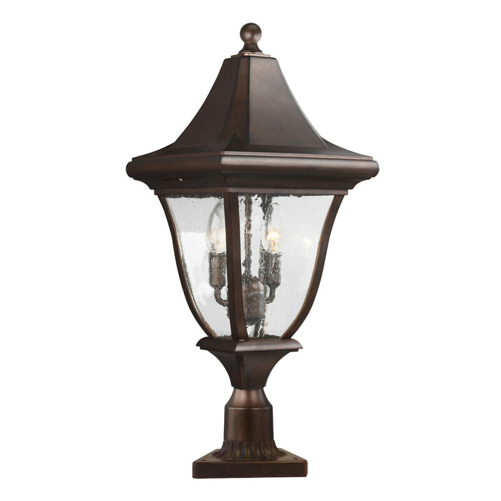 Loops Outdoor Ip44 3 Bulb Lamp Post Patina Bronze Led E14 60W Bulb Outside External