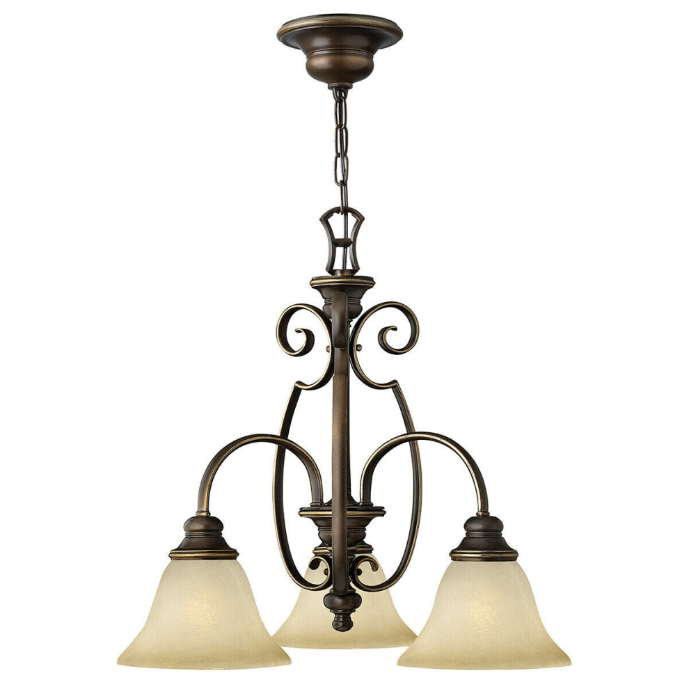 Loops 3 Bulb Chandelier Hanging Pendant Light Antique Bronze Led E27 60W Bulb
