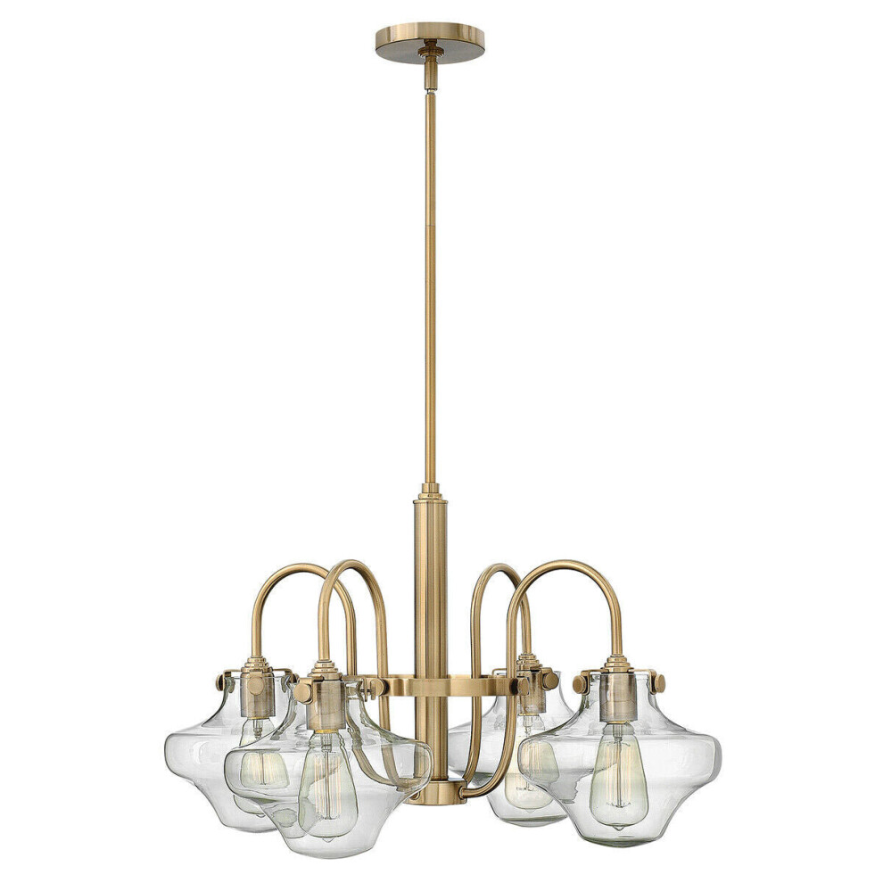 Loops 4 Bulb Chandelier Hanging Pendant Brushed Caramel Led E27 100W Bulb Light