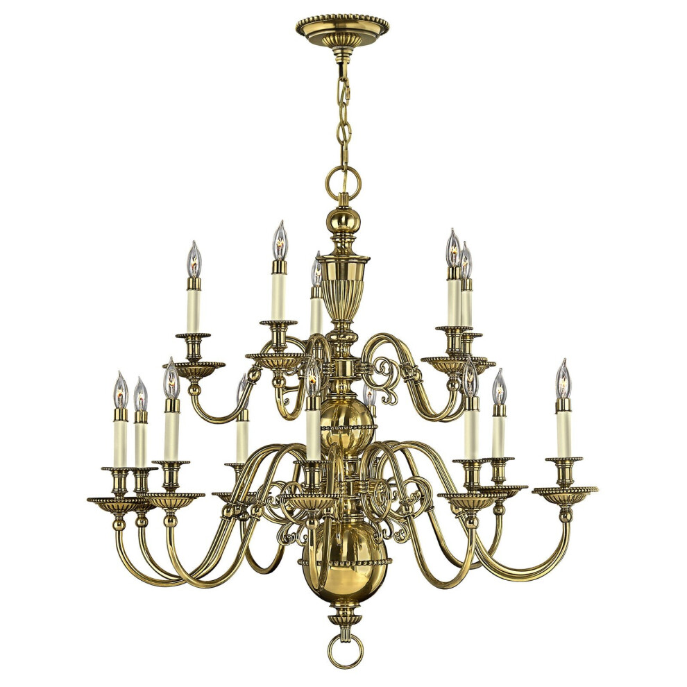 15 Bulb Chandelier Hanging Pendant LIght Burnished Brass LED E14 40W Bulb