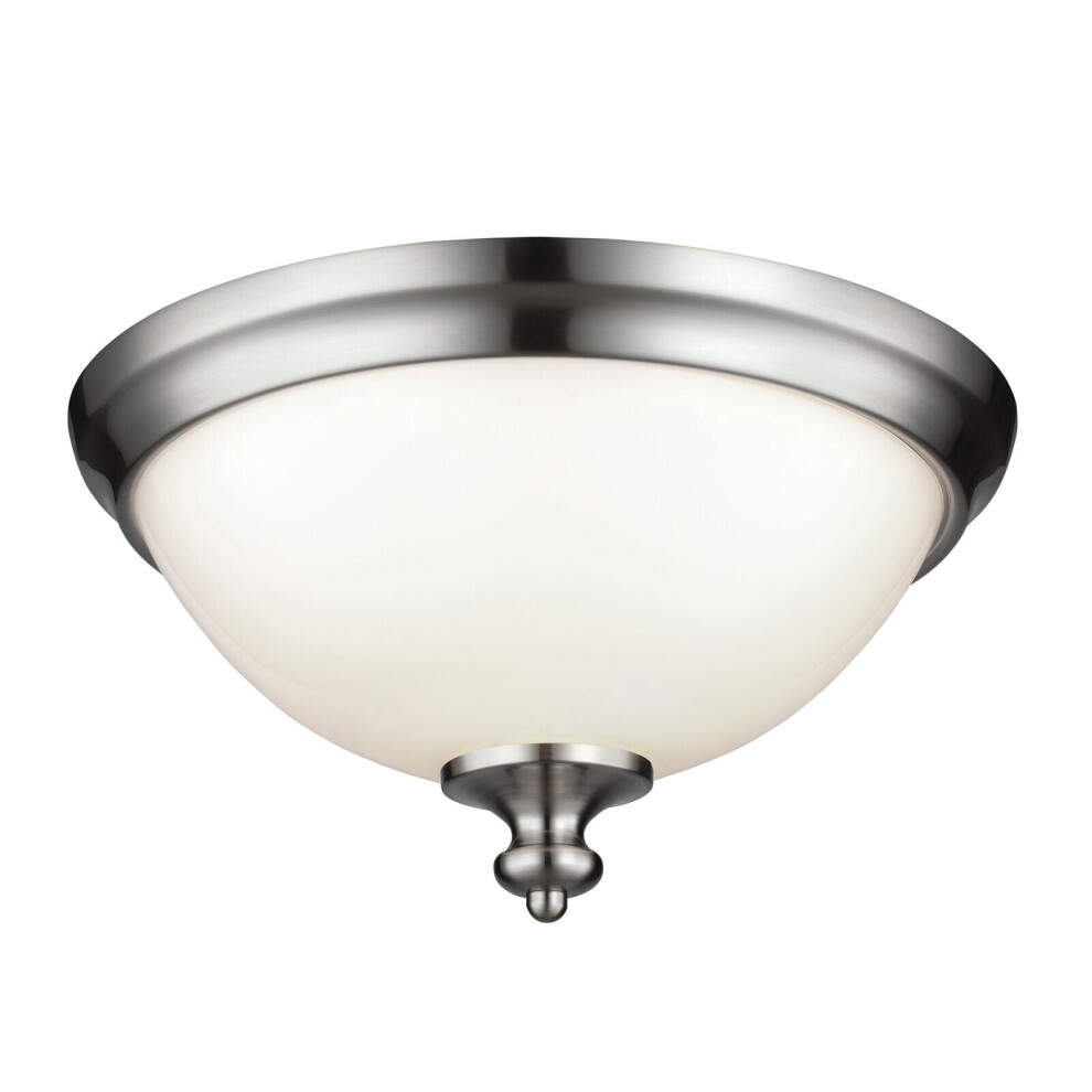 Loops Light Bulb Flush Low Ceiling Brushed Steel Led E27 60W Bulb Size 2