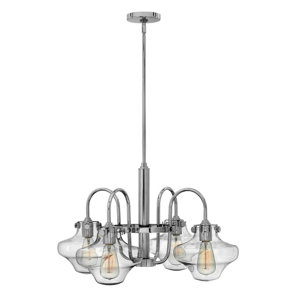 Loops 4 Bulb Chandelier Hanging Pendant Light Chrome Led E27 100W Bulb